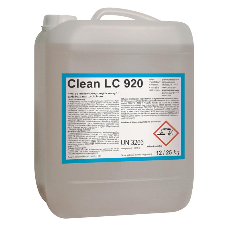 CLEAN LC 920 Płyn do maszynowego mycia naczyń bez chloru 12KG-5166